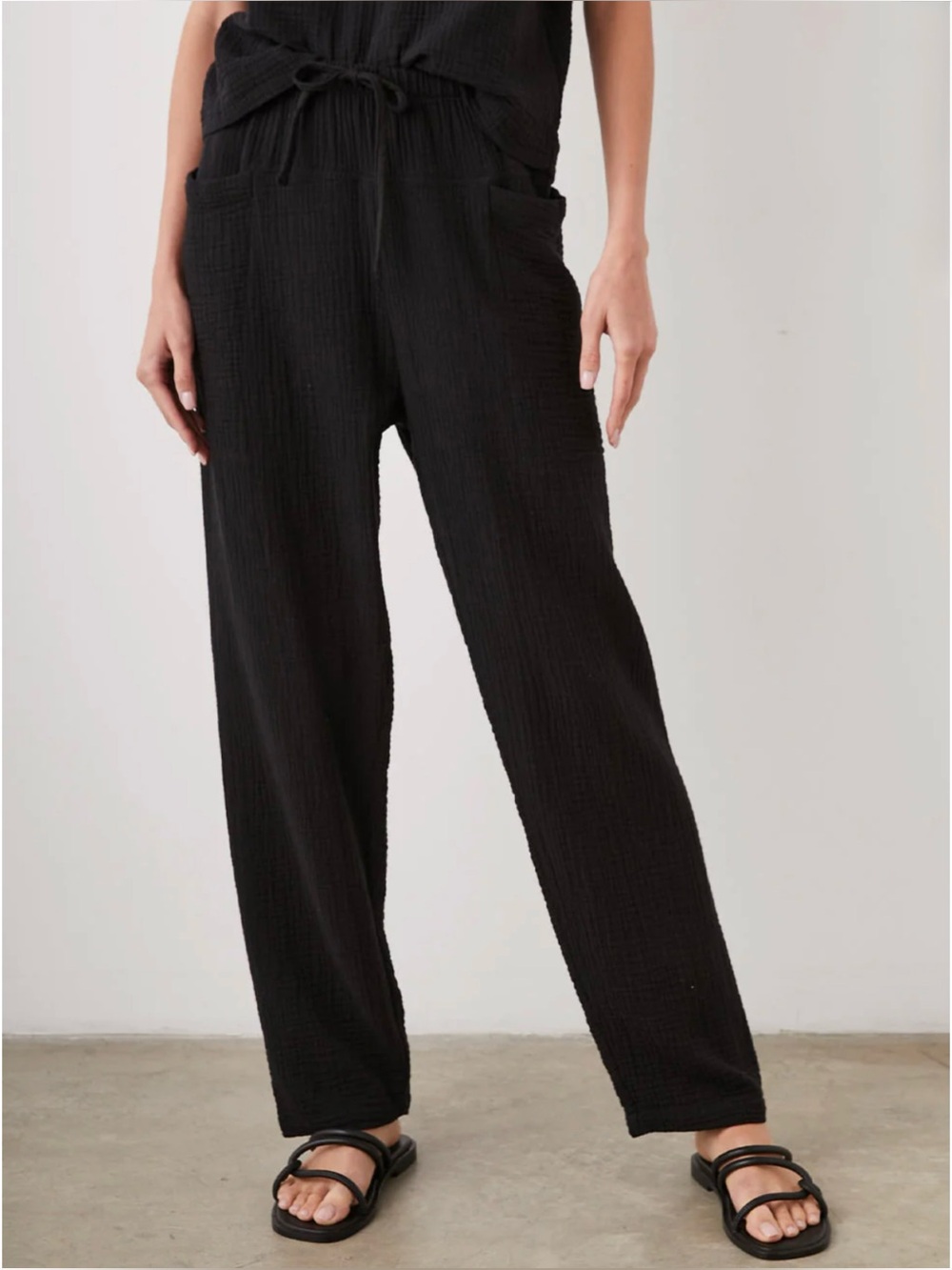 RAILS | Darby Organic Cotton Gauze Pant in Black, Size Small